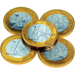 Chocolade munten 1 Euro 38 mm