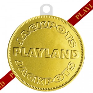Chocolade medaille 100 mm met logo en logolint