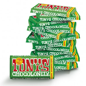 Tony's Chocolonely Melk-hazelnoot chocoladereep, 180 gram